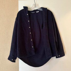 Navy Fleece button up shirt